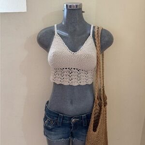 Hollister Cream Crochet Bralette Top